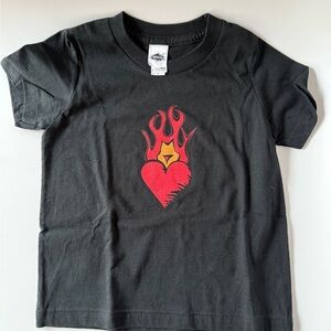American Apparel Black Tee with Red Flaming Heart